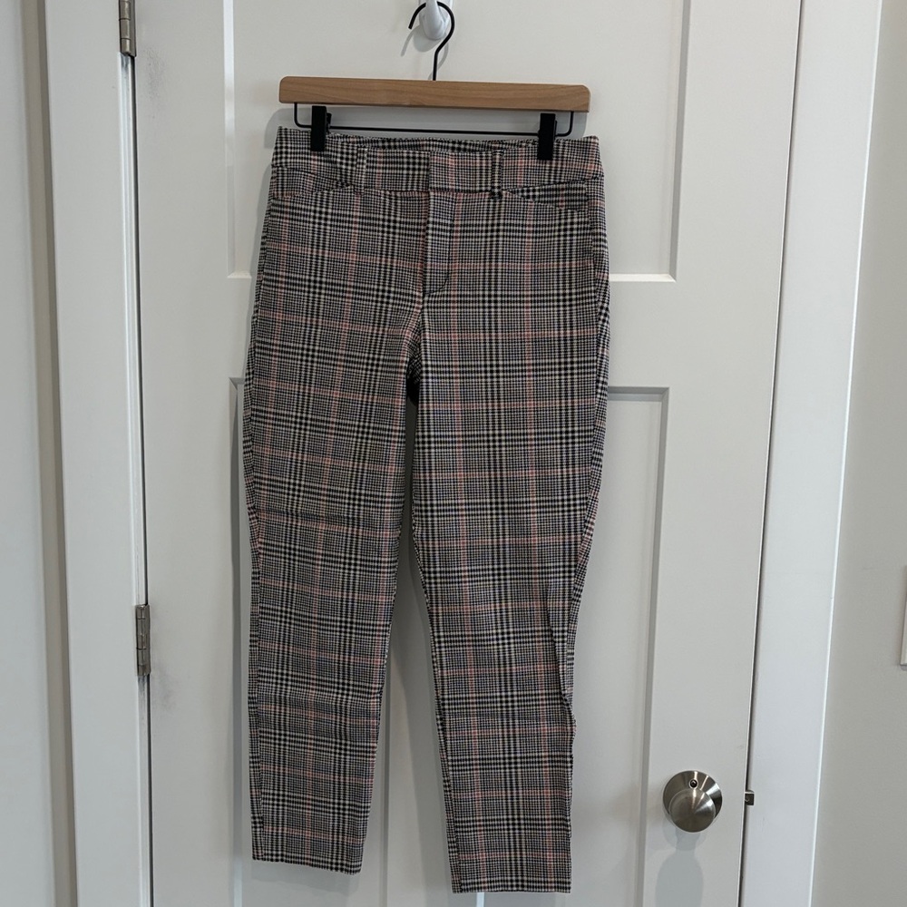 Old Navy Plaid Slim Ankle Pants - Black, Pink & Tan
